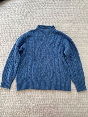 L.L. Bean 1912 Heritage Wool Blend Mockneck Sweater L Deep Blue Marl